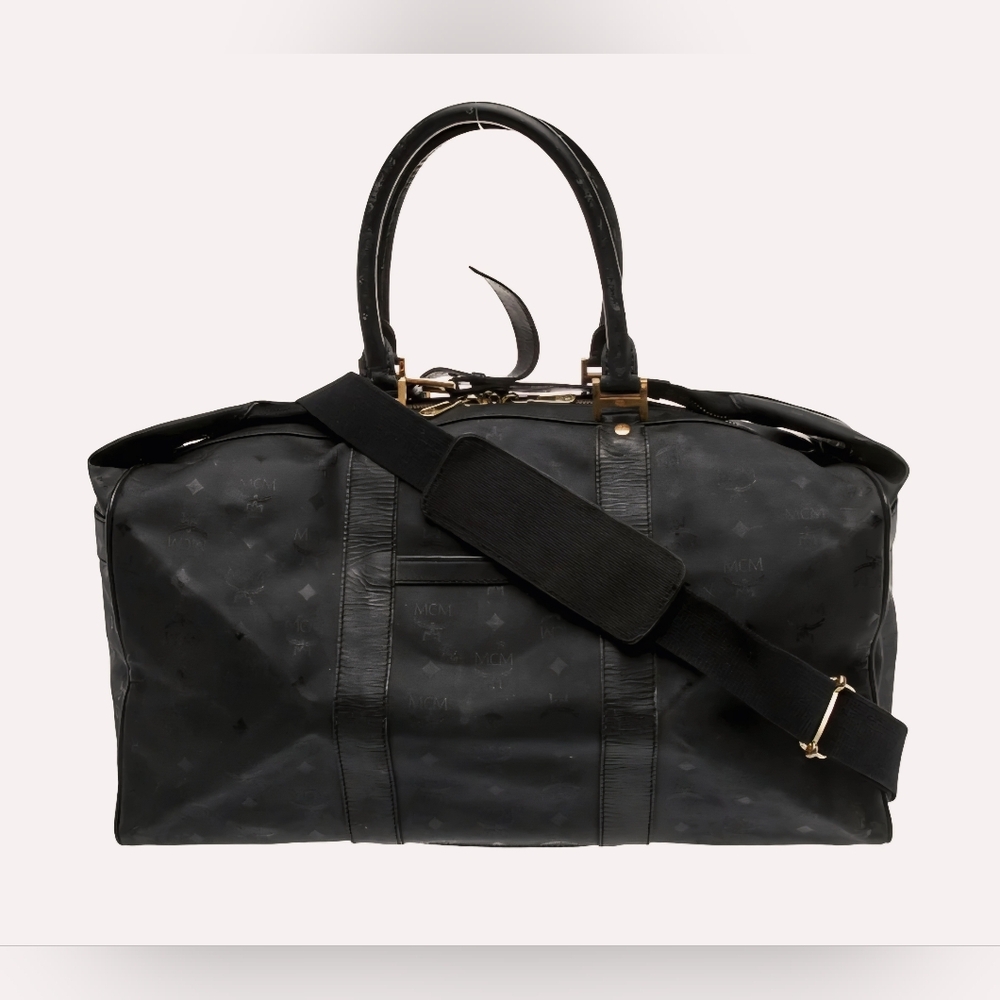 MCM Boston Black & Gold Nylon Weekender (STRAP/LUGGAGE TAG)(EUC)(COA)✨️🖤✨️ - Picture 5 of 13